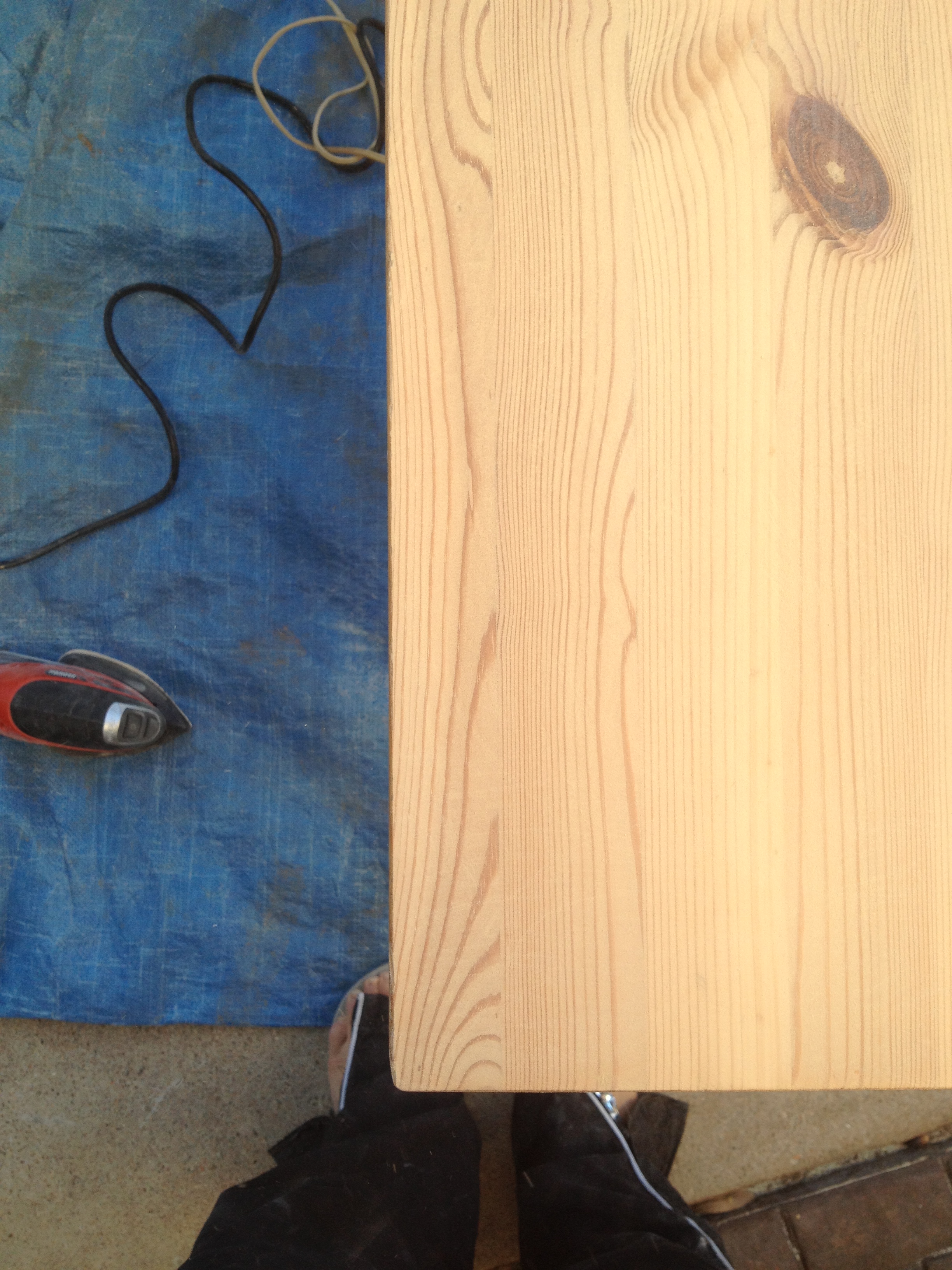 sanded table close up